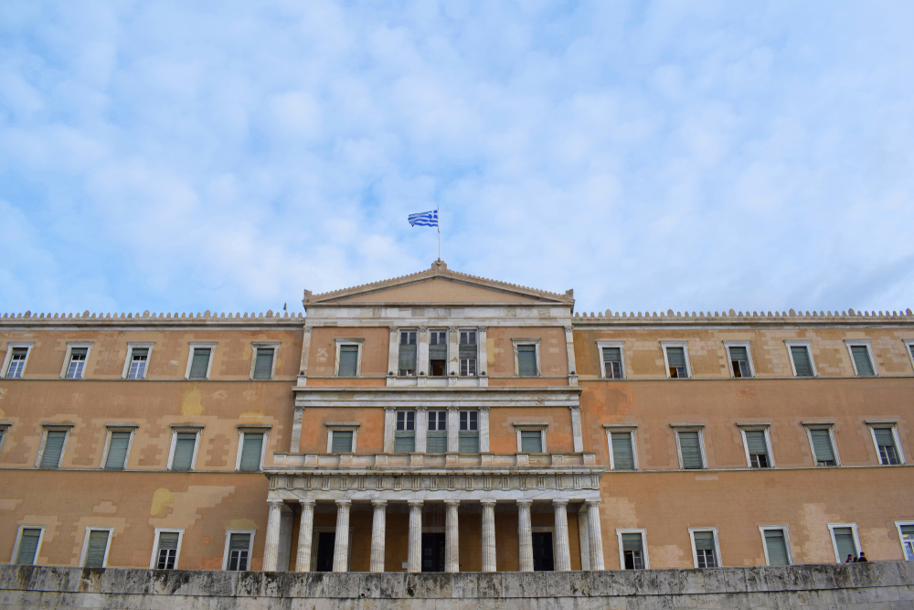 Athens,,greece, ,november,28,,2019:,greek,parliament,with,blue