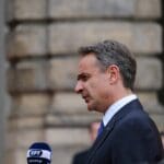 Greek,prime,minister,kyriakos,mitsotakis,arrives,to,attend,in,a