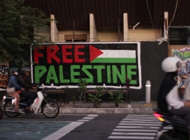 Yogyakarta,,indonesia december,27,,2024;,free,palestine,mural,,a,mural,of