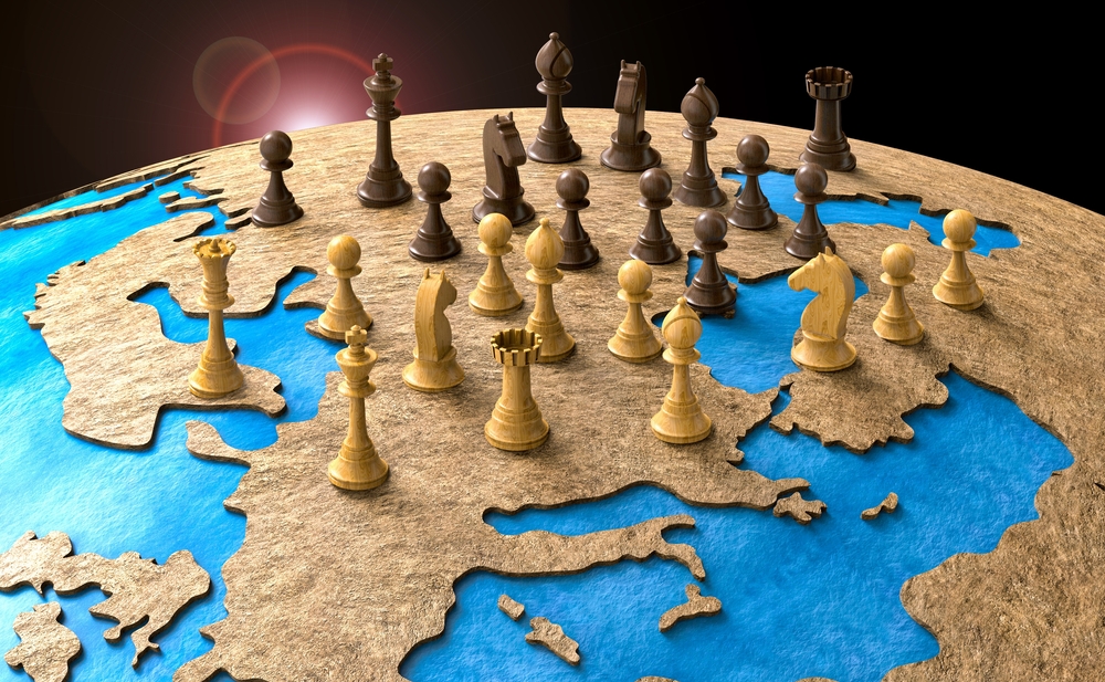 Symbol,of,geopolitics,in,the,world,with,chess,pieces ,3d