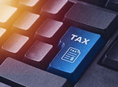 Computer,keyboard,with,tax,button,concept