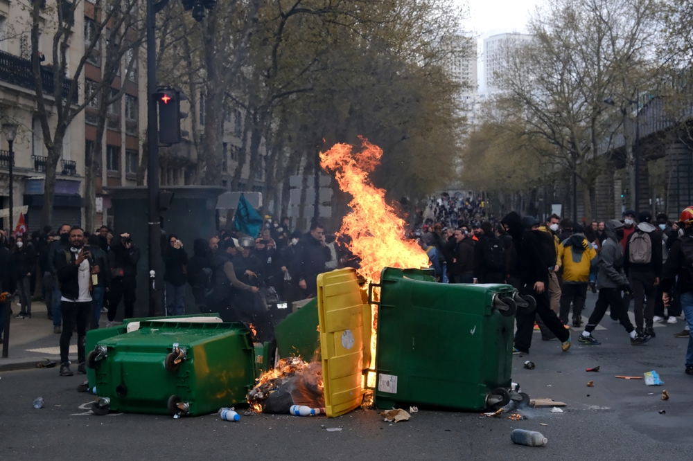 Riot,police,clashed,with,protestors,during,a,demonstration,in,a