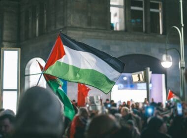 Pro, ,palestinian,protests,in,berlin ,flags,of,palestine,waving