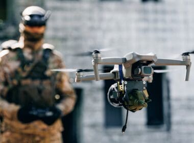 Soldier,uav,operator,launches,army,drone,with,bomb,to,drop