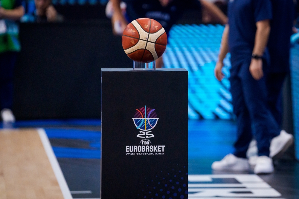 Riga,,latvia ,30th,august,2025 ,eurobasket,official,ball,seen,,during