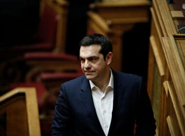 Greek,prime,minister,,alexis,tsipras,attends,in,a,discussion,before