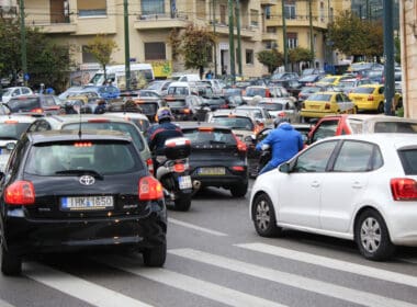 Heavy,traffic,on,the,streets,of,athens,after,the,announcement