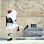 Evzoni,guard,in,front,of,the,greek,parliament,,athens
