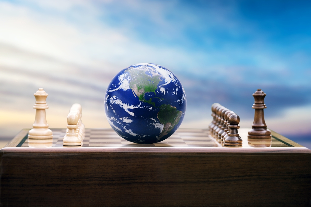 Earth,globe,on,a,chessboard ,strategy,,world,politics,concept