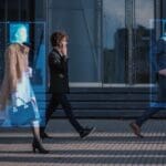 Crowd,of,business,people,tracked,with,advanced,technology,walking,on