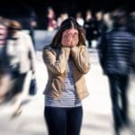 Stress,,anxiety,,fear,or,panic,attack,in,public ,woman,with