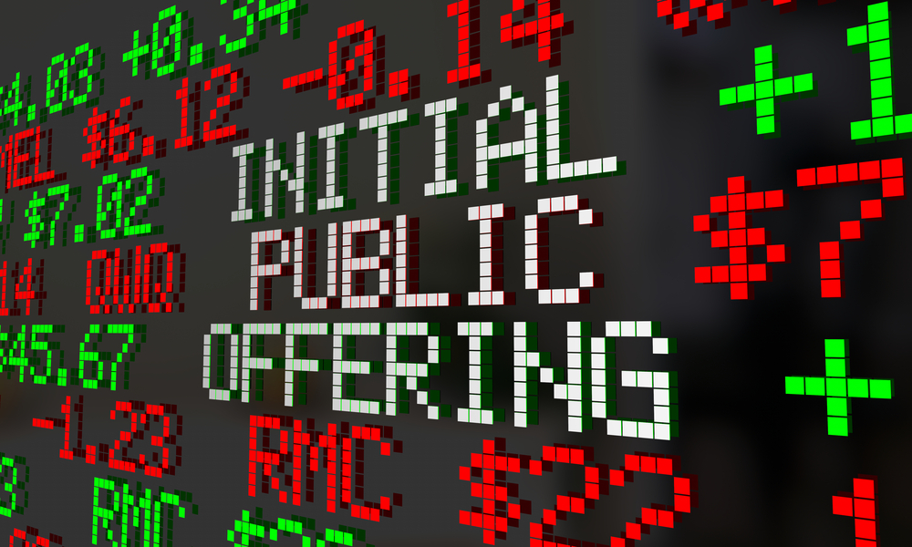 Initial,public,offering,ipo,stock,market,ticker,3d,illustration