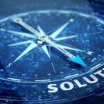 Business,solution,concept, ,compass,needle,pointing,solution,word ,3d