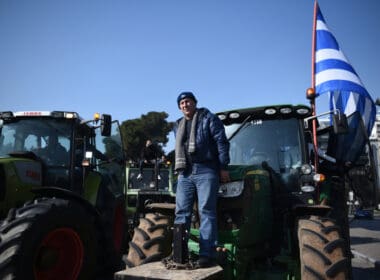 Thessaloniki,,greece, ,february,1,,2018 ,a,farmer,stands,on