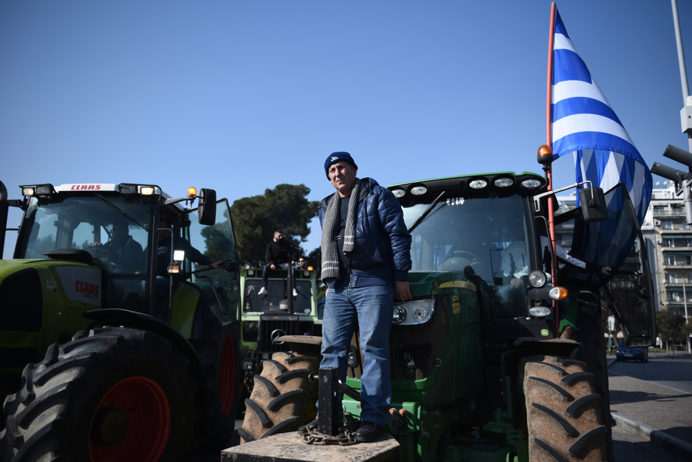 Thessaloniki,,greece, ,february,1,,2018 ,a,farmer,stands,on