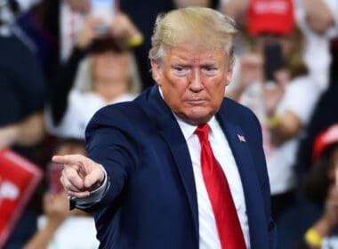 Hershey,,pa, ,december,10,,2019:president,donald,trump,gestures,the