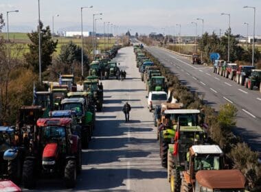 Nikaia,,larisa,,greece, ,february,05,,2022 ,farmers,parked,hundreds