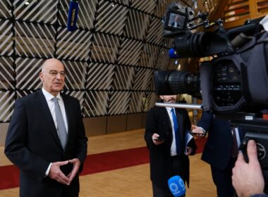 Nikos,dendias,,minister,of,foreign,affairs,arrives,for,a,meeting