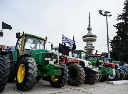 Thessaloniki,,greece, ,feb ,02,,2024 ,farmers,with,their,tractors
