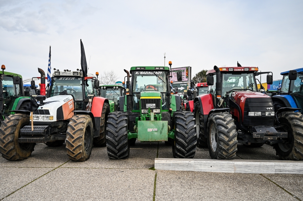 Thessaloniki,,greece, ,feb ,02,,2024 ,farmers,with,their,tractors