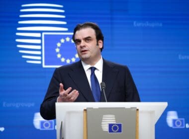 Kyriakos,pierrakakis,,greece's,finance,minister,,during,news,conference,following,a