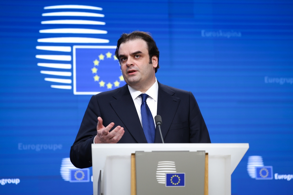 Kyriakos,pierrakakis,,greece's,finance,minister,,during,news,conference,following,a