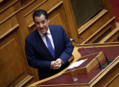 Member,of,the,greek,parliament,adonis,georgiadis,attends,in,a