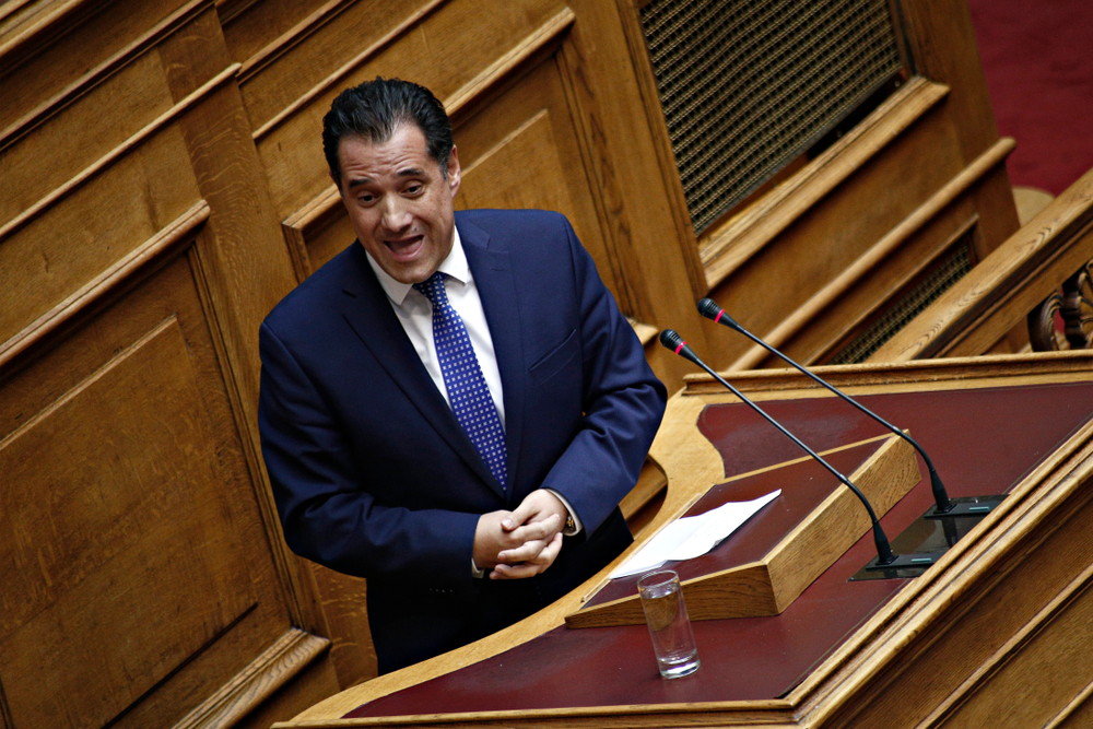 Member,of,the,greek,parliament,adonis,georgiadis,attends,in,a