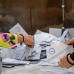 Election,representatives,count,ballots,after,polling,station,closed,during,the