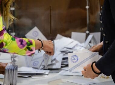 Election,representatives,count,ballots,after,polling,station,closed,during,the