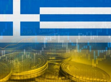 Stock,market,investment,trading,financial,,coin,and,greece,flag,or