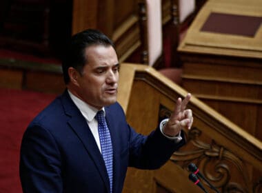 Member,of,the,greek,parliament,adonis,georgiadis,attends,in,a