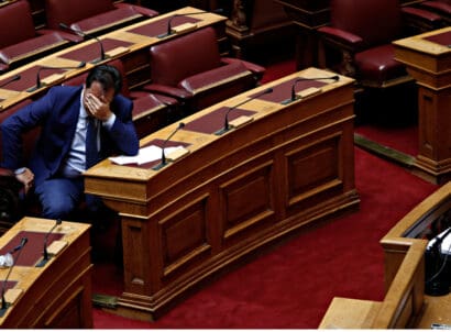 Member,of,the,greek,parliament,adonis,georgiadis,attends,in,a