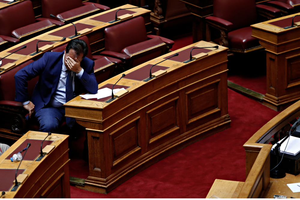 Member,of,the,greek,parliament,adonis,georgiadis,attends,in,a