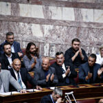Lawmakers,of,far right,golden,dawn,party,attend,in,a,discussion