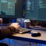 Hacker,hiding,in,underground,bunker,,chatting,with,friend,in,telephone