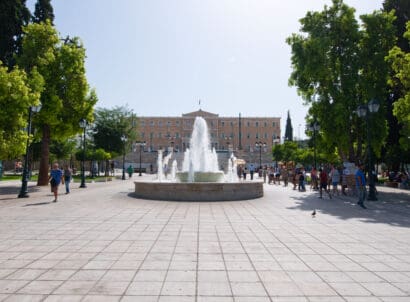 Athens august,22:,syntagma,square,and,parliament,building,on,the,background